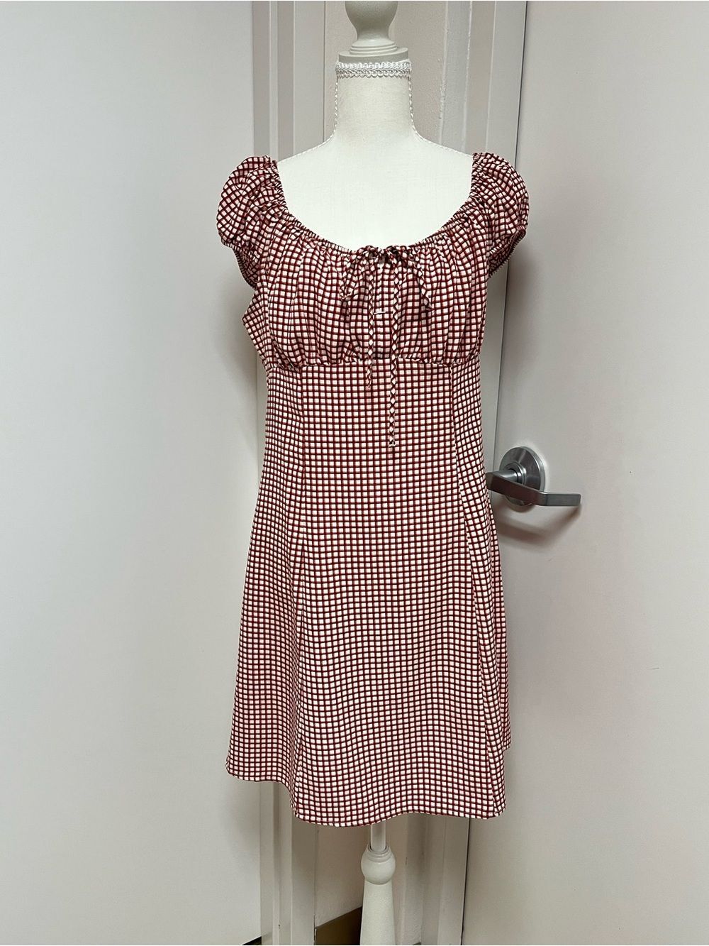 Levi’s Women’s Red Gingham Square-Neck Dress